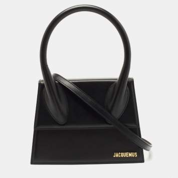 مملوكة مسبقًا Jacquemus Black Leather Le Grand Chiquito Top Handle Bag