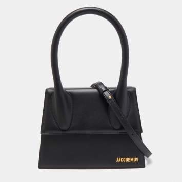 مملوكة مسبقًا Jacquemus Black Leather Grand Le Chiquito Top Handle Bag
