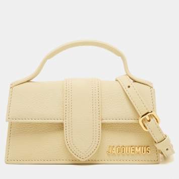 Pre Owned Jacquemus Light Yellow Nubuck Leather Le Bambino Mini Top Handle Bag.