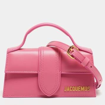 Pre Owned Jacquemus Pink Leather Small Le Bambino Top Handle Bag