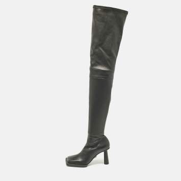 Pre Owned Jacquemus Black Leather Over The Knee Boots Size 38