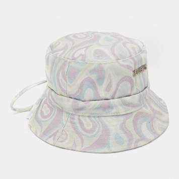 Pre Owned Jacquemus Multicolor Printed Canvas Tie-Up Bucket Hat 