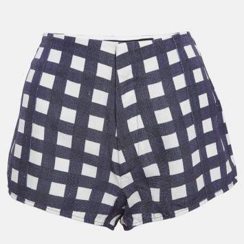 Pre Owned Jacquemus Blue Gingham Crepe Le Limao Shorts M