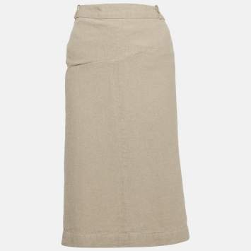Pre Owned Jacquemus Beige Linen Cross-Over Waist Skirt M