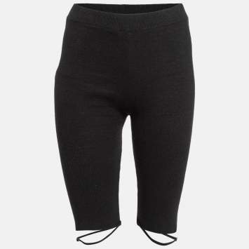 Pre Owned Jacquemus Black Rib Knit Biker Shorts L