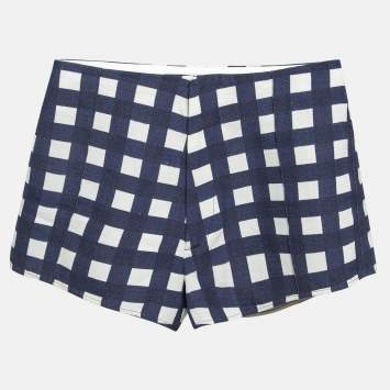 Pre Owned Jacquemus Blue Gingham Silk Blend Le Limao Shorts S