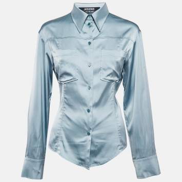 Pre Owned Jacquemus Grey Satin Open-Back La Chemise Mentalo Shirt S