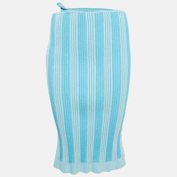 Pre Owned Jacquemus Blue Striped Rib Knit La Jupe Gelato Skirt XS