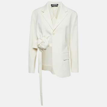 Pre Owned Jacquemus Off-White Wool Knot Detail Baccala Le Papier Blazer L