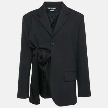 Pre Owned Jacquemus Black Wool Knot Detail Baccala Le Papier Blazer L