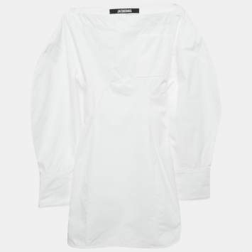 Pre Owned Jacquemus White Poplin Cut-Out Detail Mini La Casa Casaco Dress XS