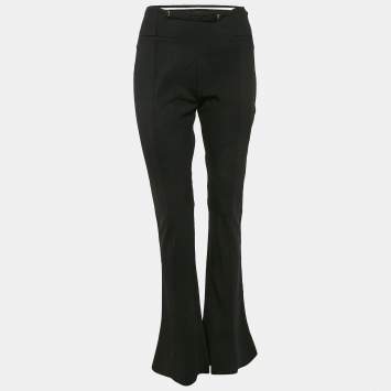 Pre Owned Jacquemus Black Wool Waistband Detail Wide Leg Le Splash Trousers L