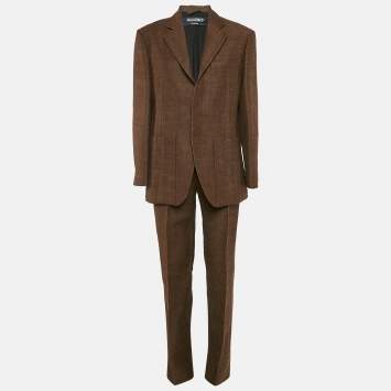 Pre Owned Jacquemus Brown Jute Le Raphia Blazer and Trousers Pantsuit S