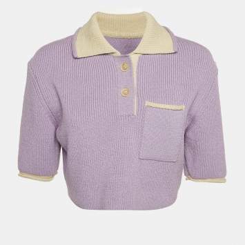 Pre Owned Jacquemus Purple Rib Knit Le Polo Maille Arco Sweatshirt S