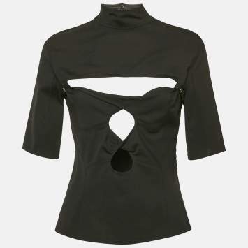 Jacquemus Black Crepe Palmi Twist-Front Top M