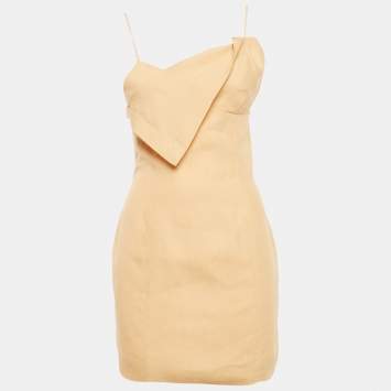Pre Owned Jacquemus Beige Linen La'Amour Mini Dress S