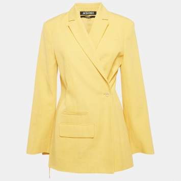 Jacquemus Yellow Linen Blend Double Breasted Blazer S