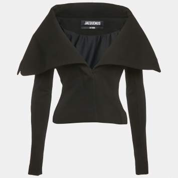 Pre Owned Jacquemus Black Jersey  Draped Collar The Cuadrada La Casa Jacket S