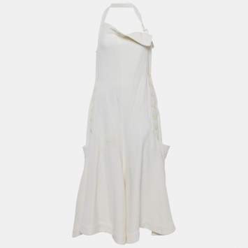 Pre Owned Jacquemus Off-White Wool Blend Adjustable Long La Collectionneuse Apron Dress M