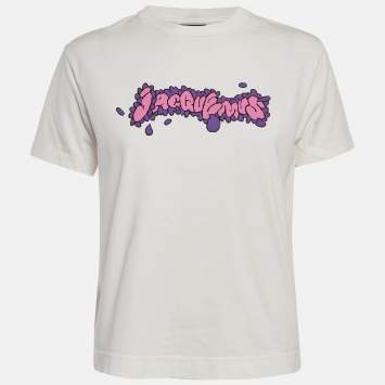 Pre Owned Jacquemus White Doddle Logo Print Jersey T-Shirt S