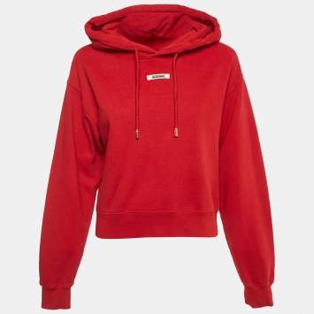 Jacquemus Red Cotton Gross Grain Hooded Sweatshirt S 