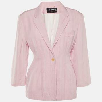 Pre Owned Jacquemus Pink Silk Blend Button Front Blazer S