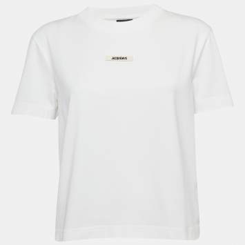 Pre Owned Jacquemus White Cotton Crew Neck Gros Grain T-Shirt XXL