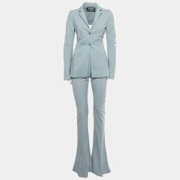 Pre Owned Jacquemus Light Blue Wool Cut Out Le Splash Blazer & Pants Set S