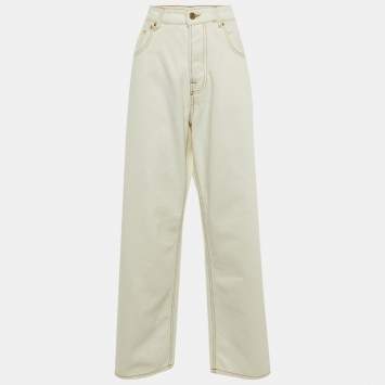 Pre Owned Jacquemus Ivory Denim Les Sculptures Le de Nime Wide Leg Jeans S/Waist 30.5"