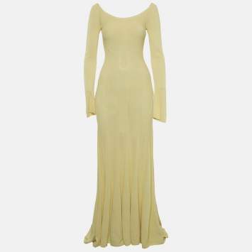 Pre Owned فستان ماكسي جاكيموس لا روب ميل فالنسول محاك أصفر مقاس صغير - سمول