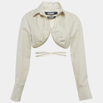 مملوكة مسبقًا Jacquemus Beige Cotton Blend Crop Top S