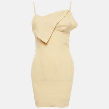 Pre Owned Jacquemus Lamour Cream Linen Backless Mini Dress S