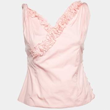 Pre Owned Jacquemus Pink Cotton Le Haut Seville Ruffled Top M