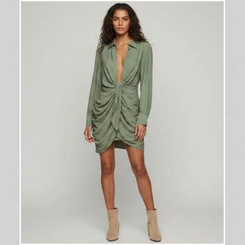 Pre Owned Jacquemus Green Crepe Draped Bahia Mini Dress S 