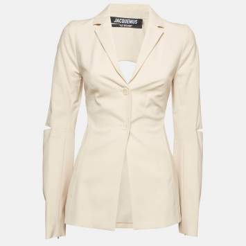 Pre Owned Jacquemus Beige Wool Blend Single Breasted Melo Cutout Blazer XS