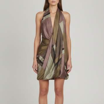 Pre Owned Jacquemus Multicolour Check Pattern Silk Halter Neck Mini Dress S