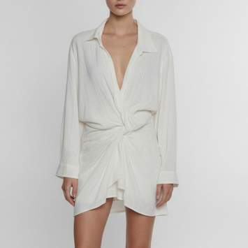 مملوكة مسبقًا Jacquemus Cream Ecru Striped Linen Blend Draped Dress S