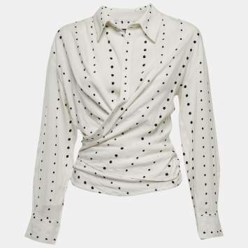 Pre Owned Jacquemus Le Souk White Dotted Cotton Twisted Shirt Blouse S