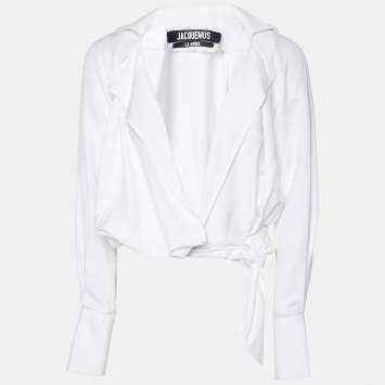 Pre Owned Jacquemus La Riviera White Tie Detail Wrapped Crop Top S