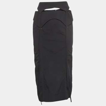 Pre Owned Jacquemus Black Nylon Detachable Cold Shoulder Mini Dress S