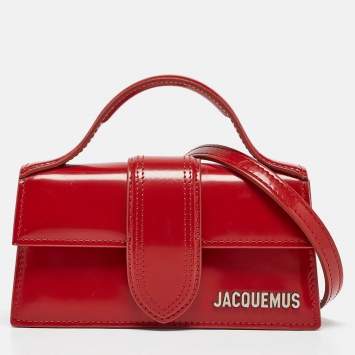 Pre Owned Jacquemus Red Patent Leather Le Bambino Top Handle Bag