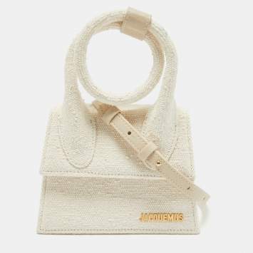 Pre Owned Jacquemus Off White Canvas Le Chiquito Noeud Top Handle Bag