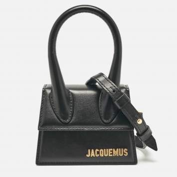 Pre Owned Jacquemus Black Leather Mini Le Chiquito Top Handle Bag