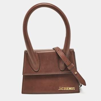 Pre Owned Jacquemus Brown Leather Le Chiquito Moyen Top Handle Bag