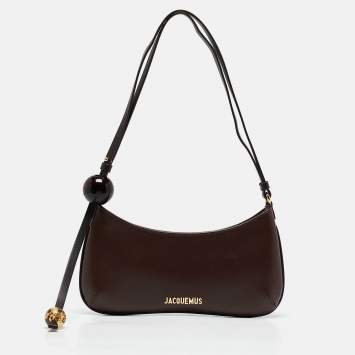 Pre Owned Jacquemus Brown Leather Le Bisou Perle Shoulder Bag