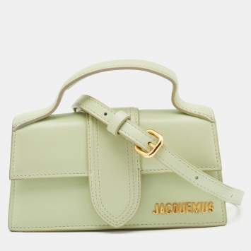 Pre Owned Jacquemus Light Green Leather Le Bambino Mini Top Handle Bag.