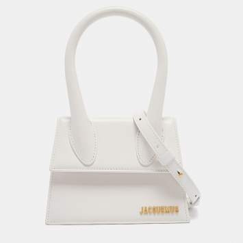 Pre Owned Jacquemus White Leather Le Chiquito Moyen Top Handle Bag