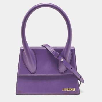 Pre Owned Jacquemus Purple Leather Grand Le Chiquito Top Handle Bag