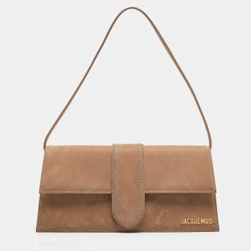 Pre Owned Jacquemus Brown Suede Le Bambino Long Shoulder Bag