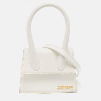 Pre Owned Jacquemus White Leather Le Chiquito Moyen Top Handle Bag